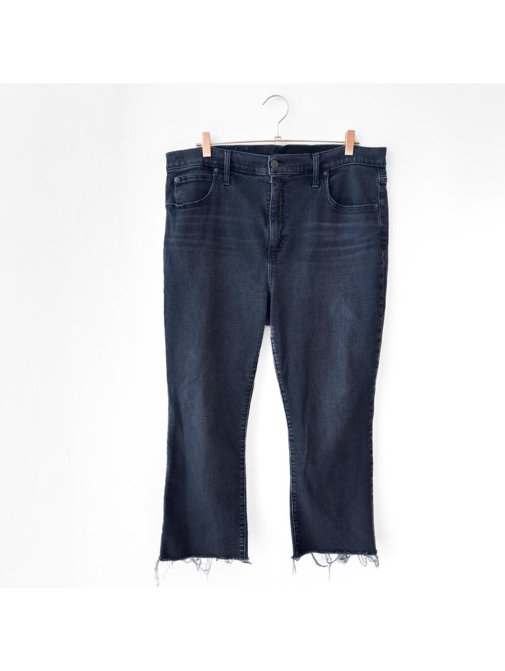 Gap Black Kick Fit High Rise Stretch Cut‎ Off Denim Jeans Size 35